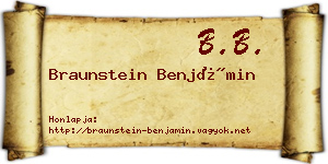 Braunstein Benjámin névjegykártya